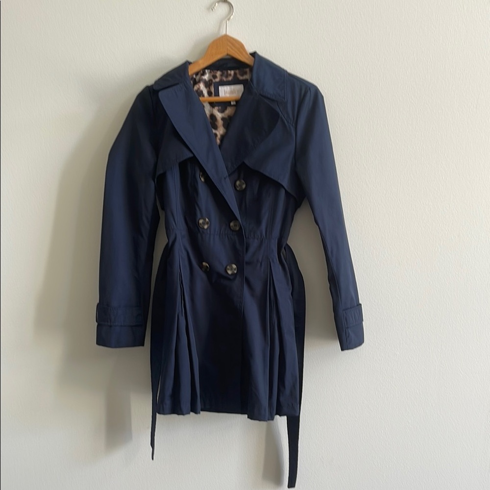 Laundry by Shelli Segal Women's Navy Double-Breasted Trench Coat